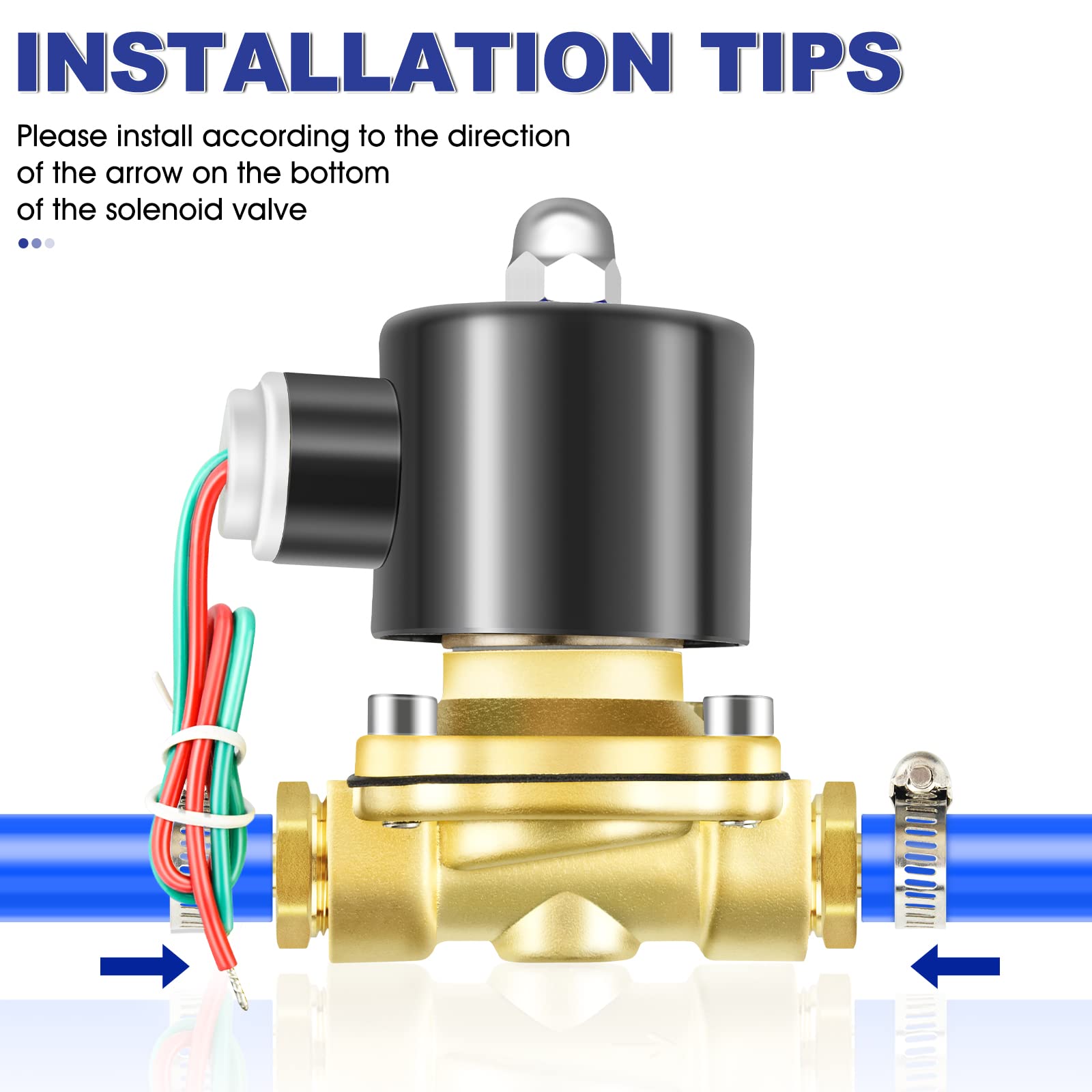 Elettrovalvola elettrica in ottone da 1/2" BSP 220V con connettore a resca, adatta per acqua, aria, carburante, gas chiusa