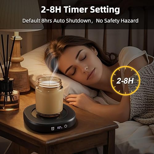 Miniatura 5 de Calentador de taza de café y juego de tazas de mármol único, calentador eléctrico inteligente para escritorio de oficina, 4 controles de