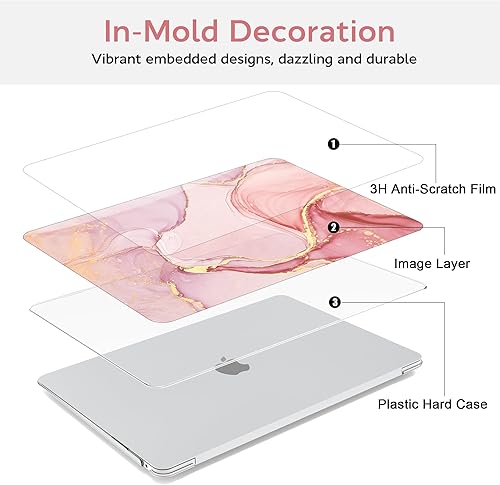 Miniatura 6 de B BELK Funda compatible con MacBook Air de 13 pulgadas 2021 2020 2019 2018 M1 A2337 A2179 A1932 Touch ID, carcasa rígida de plástico para Mármol oro