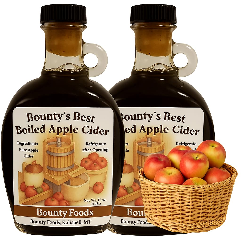 Bounty Foods Boiled Apple Cider Syrup 2/11 oz – Washington State Apples – Colonial-Style Apple Molasses for Baking, Glazes, and Fall Recipes – Small Batch, No Additives (2 pack of 11 oz)