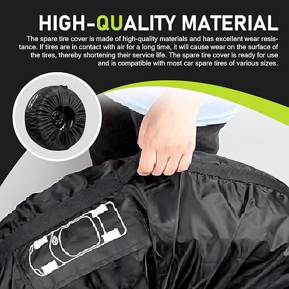Car Spare Tire Protector, Oxford Cloth Waterproof Anti-scratch Organizer with Adjustable Clip, Foldable Bag with Wider Handle Side Tool Pocket, Universal for 19 - 23 Tire (Black)