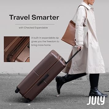 July Checked Expandable Suitcase, Airline Approved, 24.5