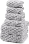 3-Piece Ensemble de serviettes avec serviette de bain (27 x 55 Poitrines), Serviettes de main (14 x 30 Des inches) et des serviettes pour cheveux (10 x 26 Inches), doux et respirant pour une utilisation quotidienne (bleu)