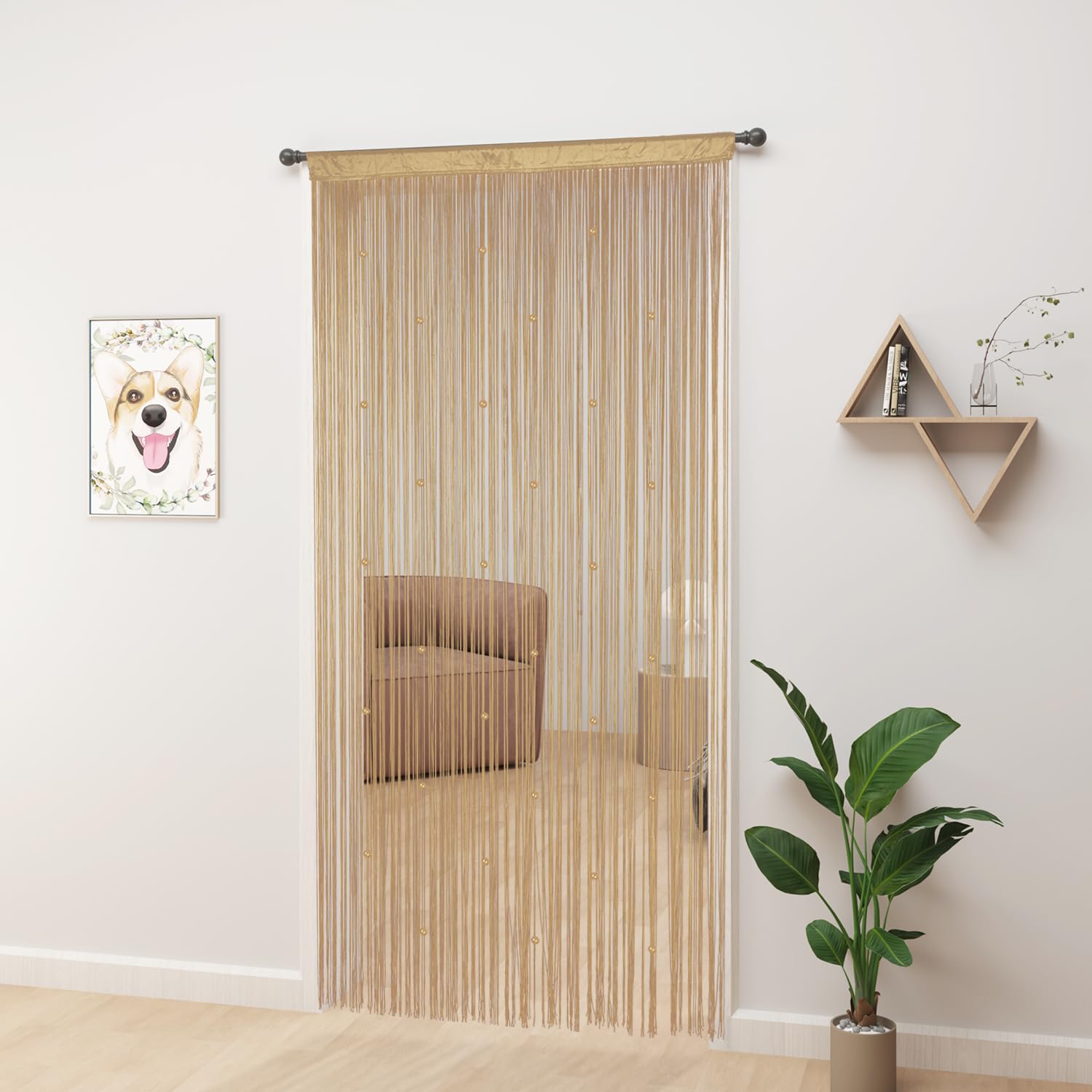 YIIBAII Beaded Curtain Beaded Curtains for Doorways Crystals Suitable for Interior Hanging Decoration and Partitions Closet Curtains (Ecru - Image 9