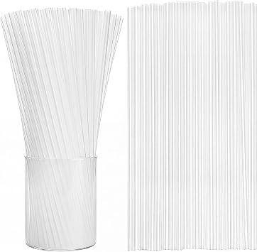 10.3" Disposable Plastic Drinking Straws, 250 Pack, Clear | 0.24" Wide Food-Grade BPA-Free Straws for Light Smoothies, Protein Shakes, Iced Coffee, Juice, Soda & 16-32oz Tumblers