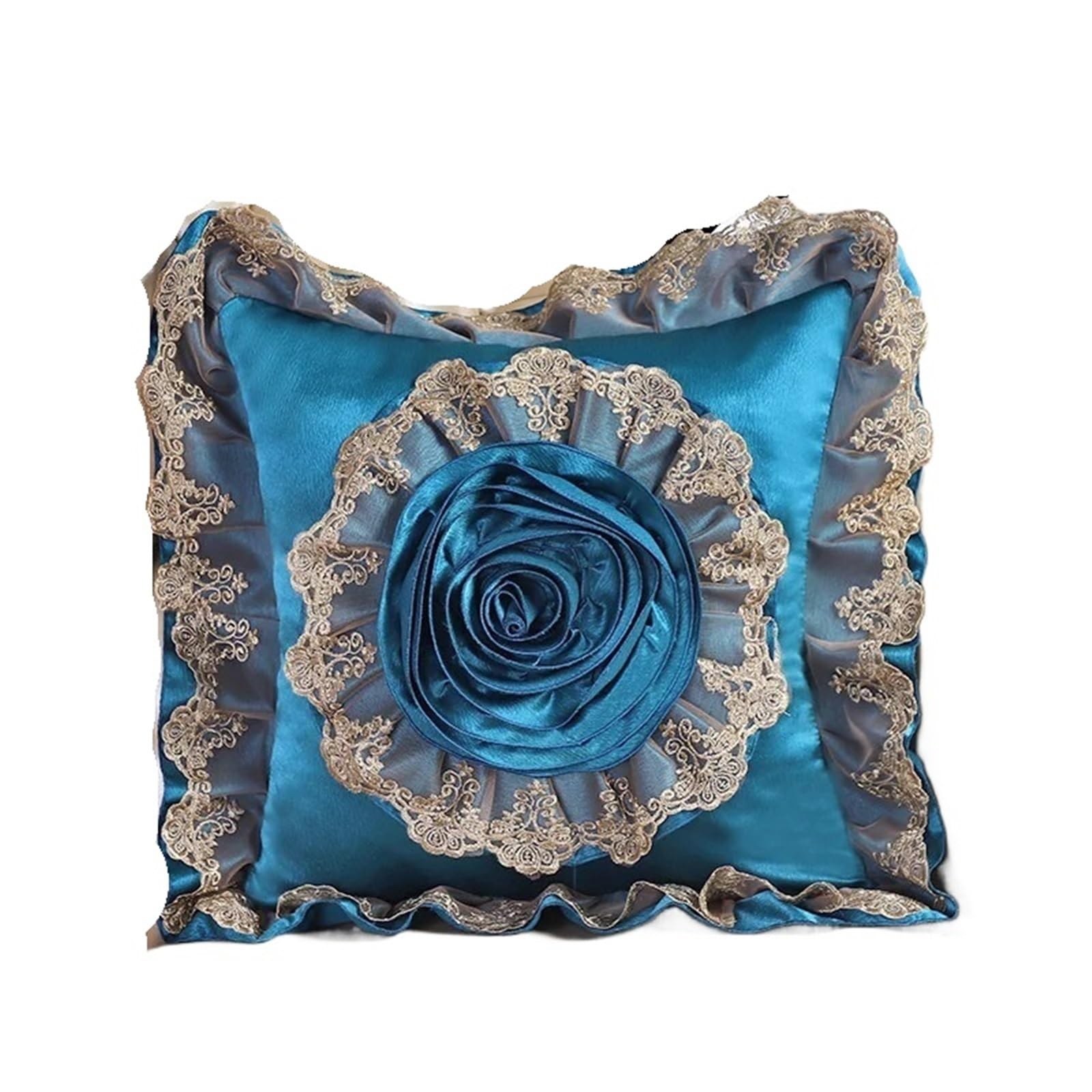 Coussin de sol bleu satin rose 3D pour decorer un grand canape