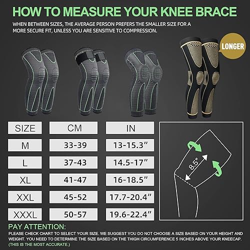 Miniatura 5 de SKDK - Perneras de compresión para proteger piernas y rodillas, para hombres y mujeres, baloncesto, artritis, ciclismo, fútbol, reducir las venas