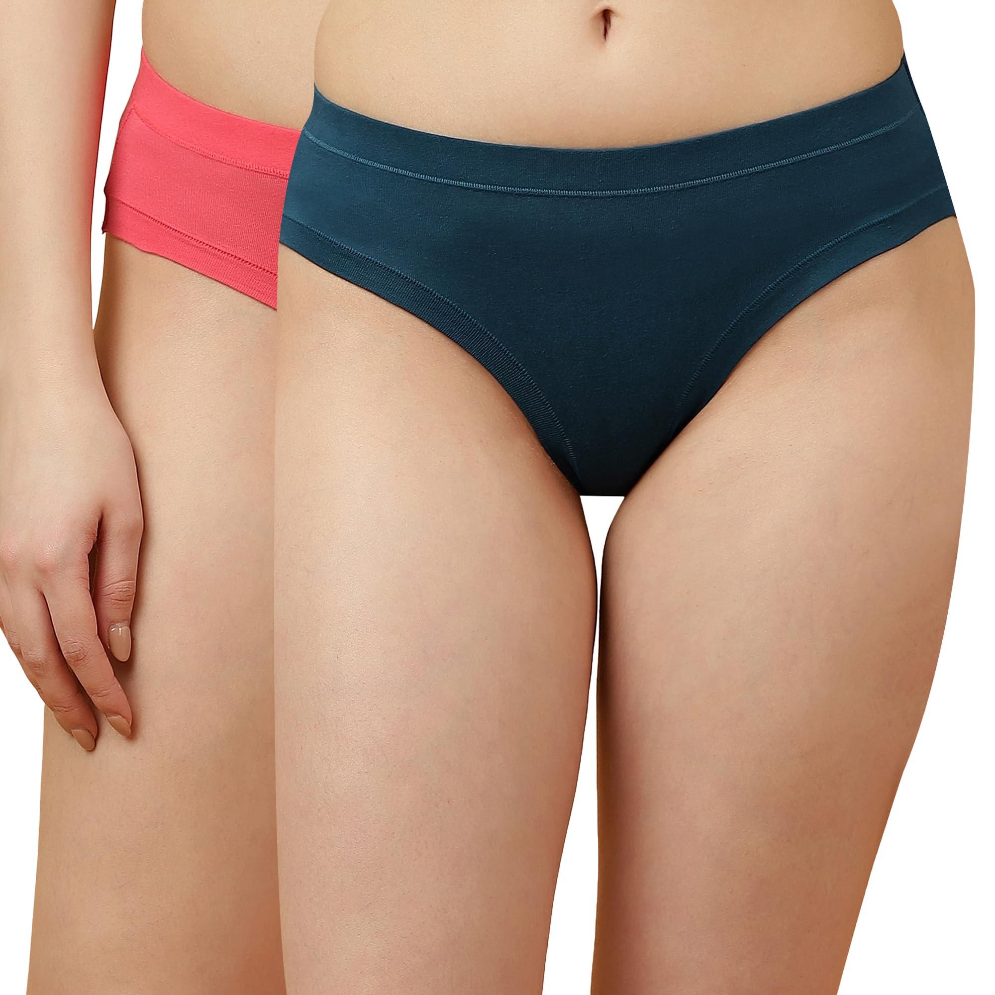 soie Women Mid Rise Stretch Cotton Seamless Full Coverage Shorty Panty (Pack of 2)-picture-39