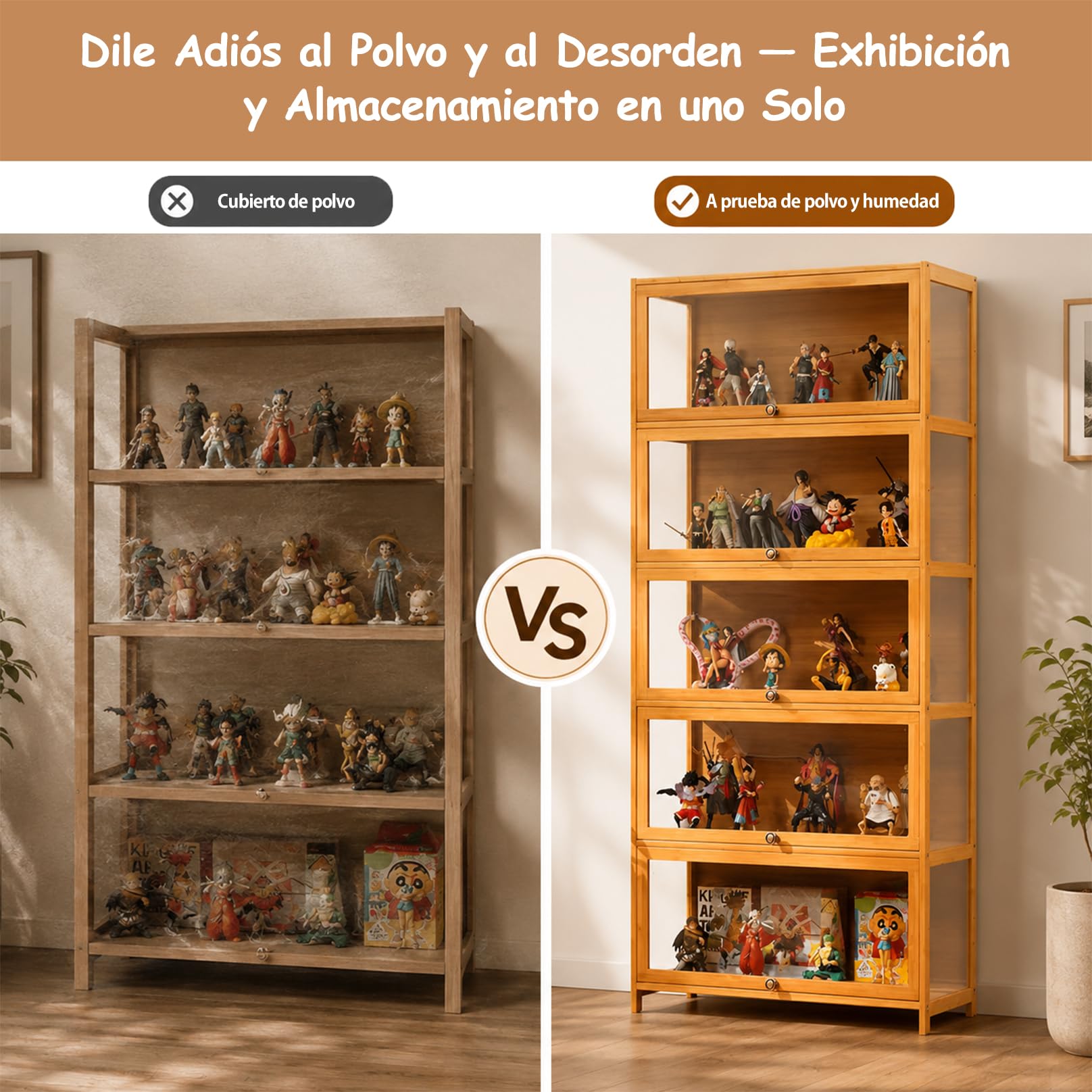 Vitrina Expositora Transparente de Acrílico, Vitrinas Figurinas, Armario de Vino, Vitrina Moderna, Diseño de Puerta Vertical, para Salón, Dormitorio, Estudio Negro 172×60×32cm