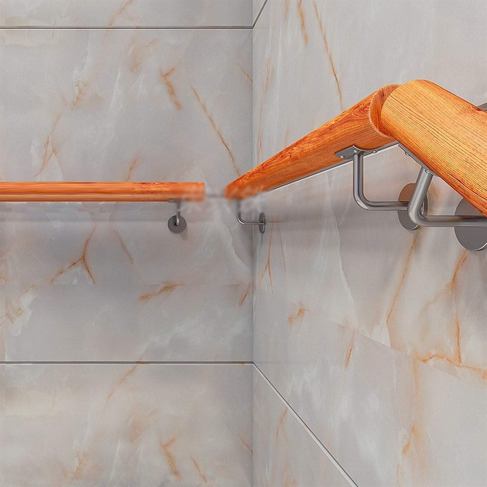 Pasamanos para Escaleras, Pasamanos De Madera Antideslizantes con Soporte Fijo De Acero Inoxidable, Varilla De Soporte De Pasillo, Fácil De Instalar (Size : 100cm)