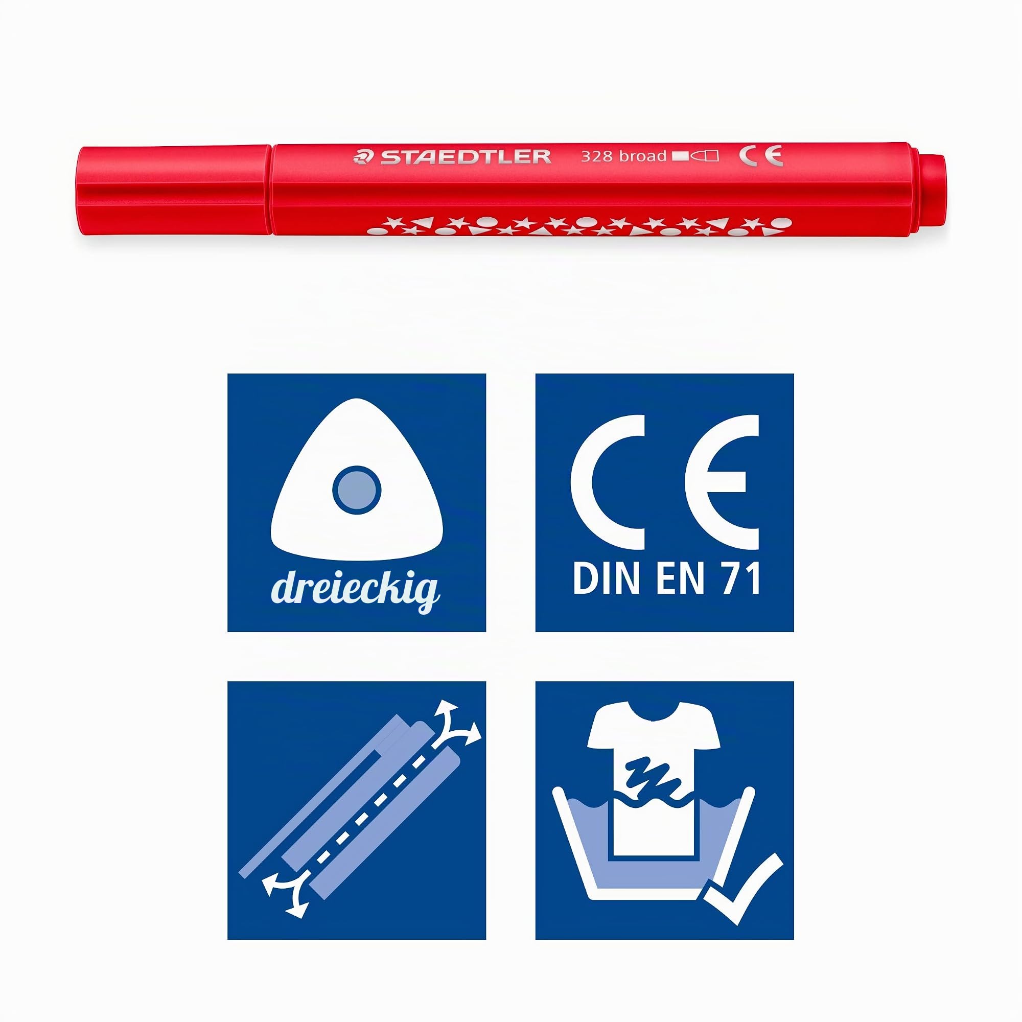 STAEDTLER Noris jumbo 328-B Filzstifte – 48 Stück, 12 Farben | Dreikantiger Fasermaler, ergonomisch, 3,0 mm – für Kinder – Art.-Nr. 328-B KP48