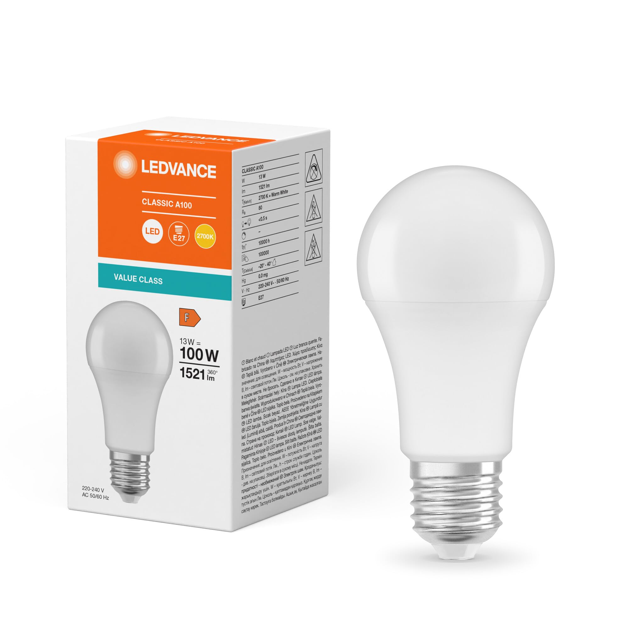 Ledvance Light Led Value Gls 13W (100W Eqv.) E27 2700K Frosted