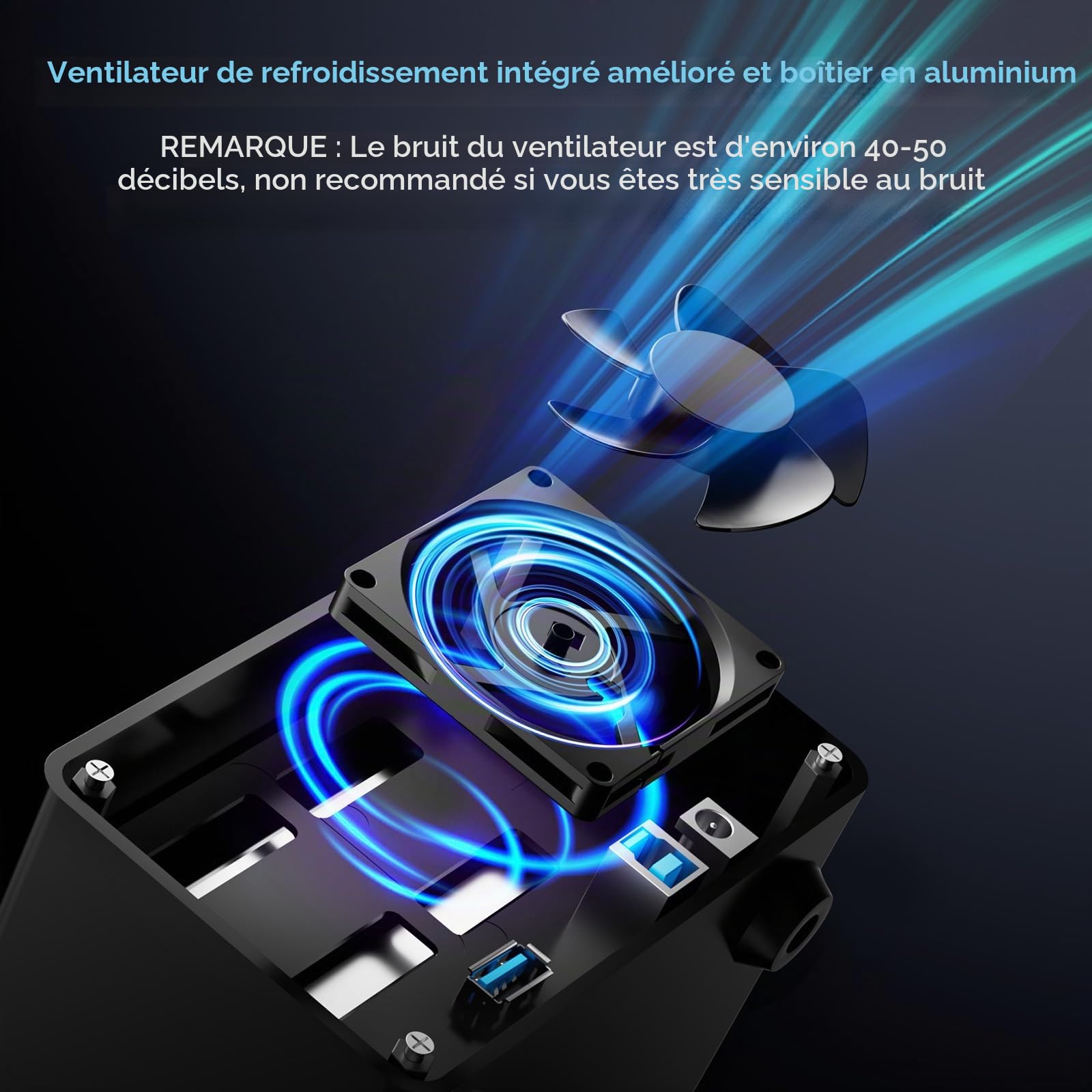 Boîtier de Disque Dur, CENMATE Aluminium Boîtier 2 Baie avec Ventilateur SATA 2,5/3,5 HDD/SSD, USB A/C 3.0, Supportant l'échange à Chaud, l'extension en Chaîne, Boîtier HDD,DAS (NO Raid/NAS)