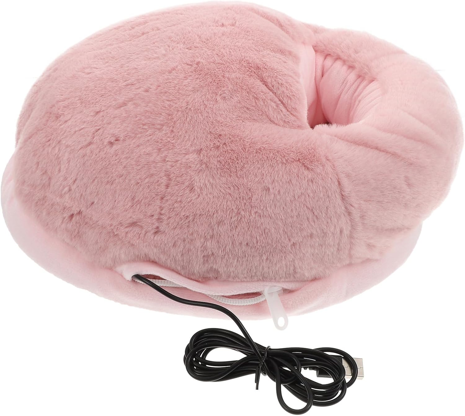 OSALADI USB Foot Warmer Heating Shoes with Plush Lining, Powered Winter Feet Warmer for Home Use, Detachable Soft Faux Fur, Pink Traditional Style