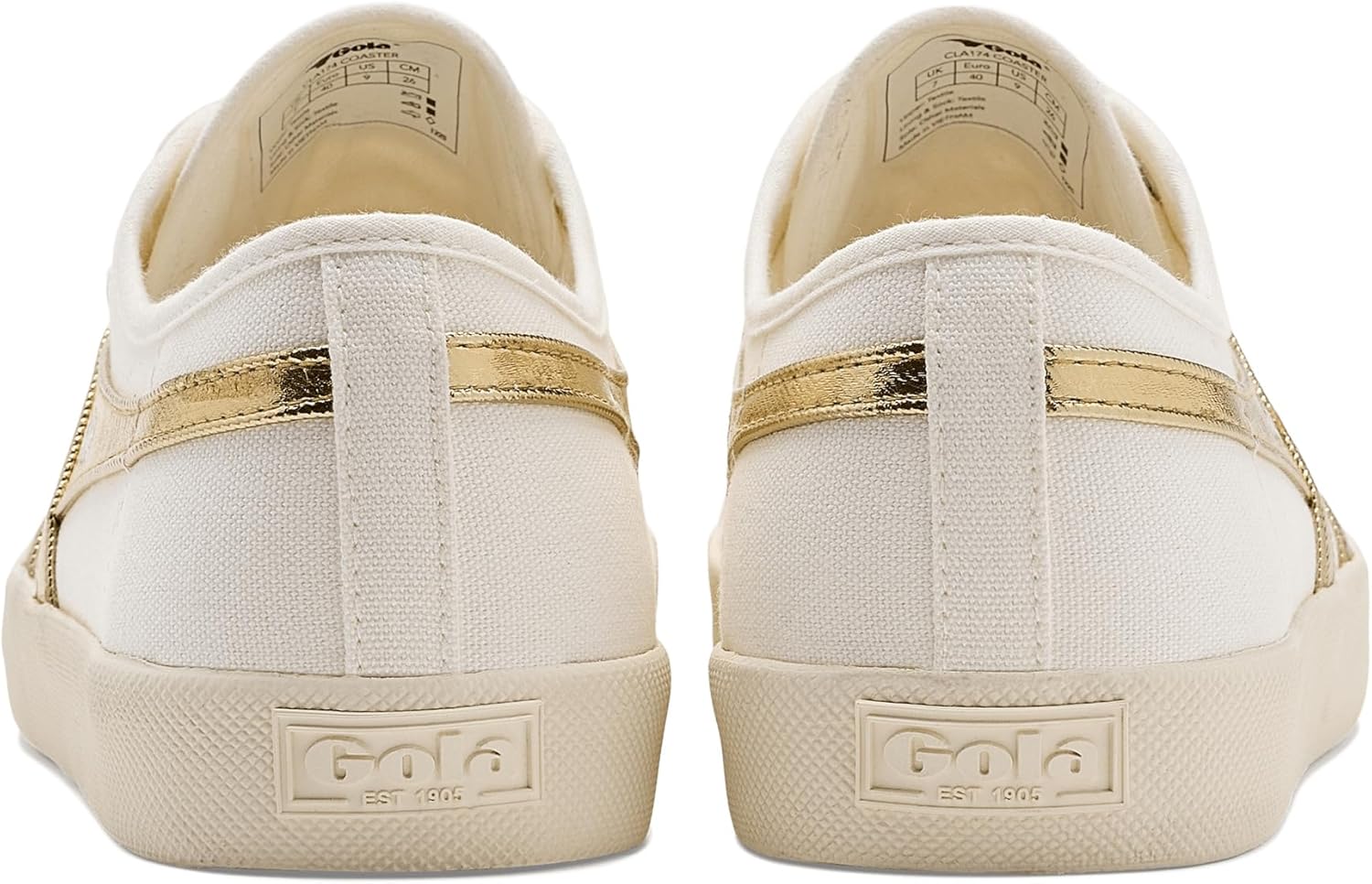 Gola, Women's, Coaster, Off White/Gold, 8.5, Medium
