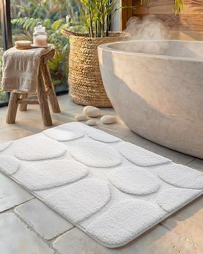 Miniatura 12 de Color&Geometry Tapete de baño beige de 24 x 36 pulgadas, ultra absorbente, antideslizante, tapete de ducha de felpilla suave para bañera y ducha,