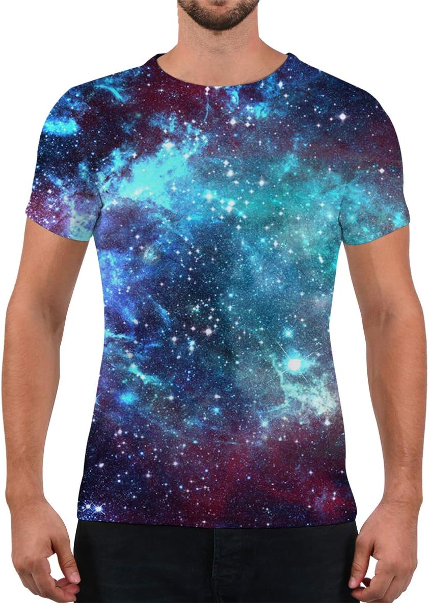 Fanient Unisex Short Sleeve Tees Mens Womens Fashion 3D Galaxy Pattern T Shirt S