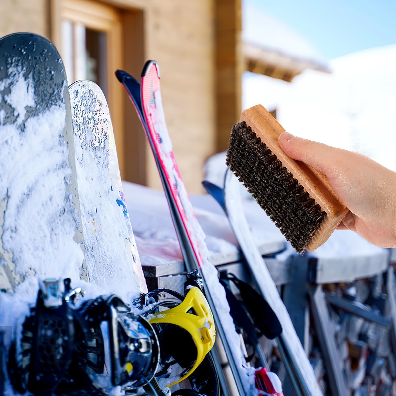 Lot de 3 Brosses de Fartage pour Skis et Snowboards Brosse Métallique Nylon et CRIN de Cheval Kit de Polissage Manuel Accessoires de Ski Polyvalents pour Entretien et