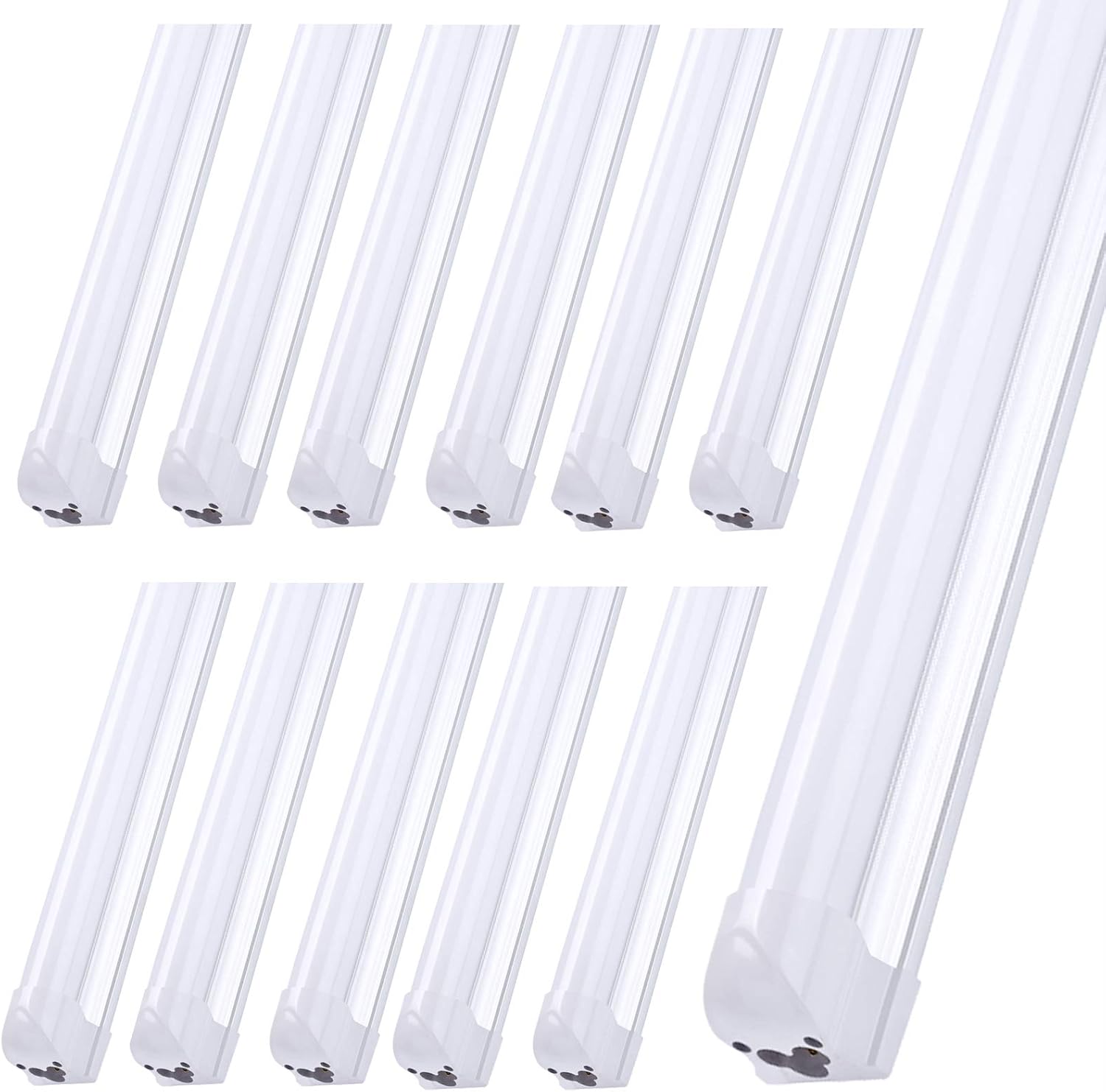 SOMLIGHT 8FT LED Light Fixtures, 72W, 6000K Cool White, Fluorescent Light Replacement, Linkable led Tube Lights 8foot for Cooler,Garage, Warehouse,Basement,Frosted Lens(12-Pack)