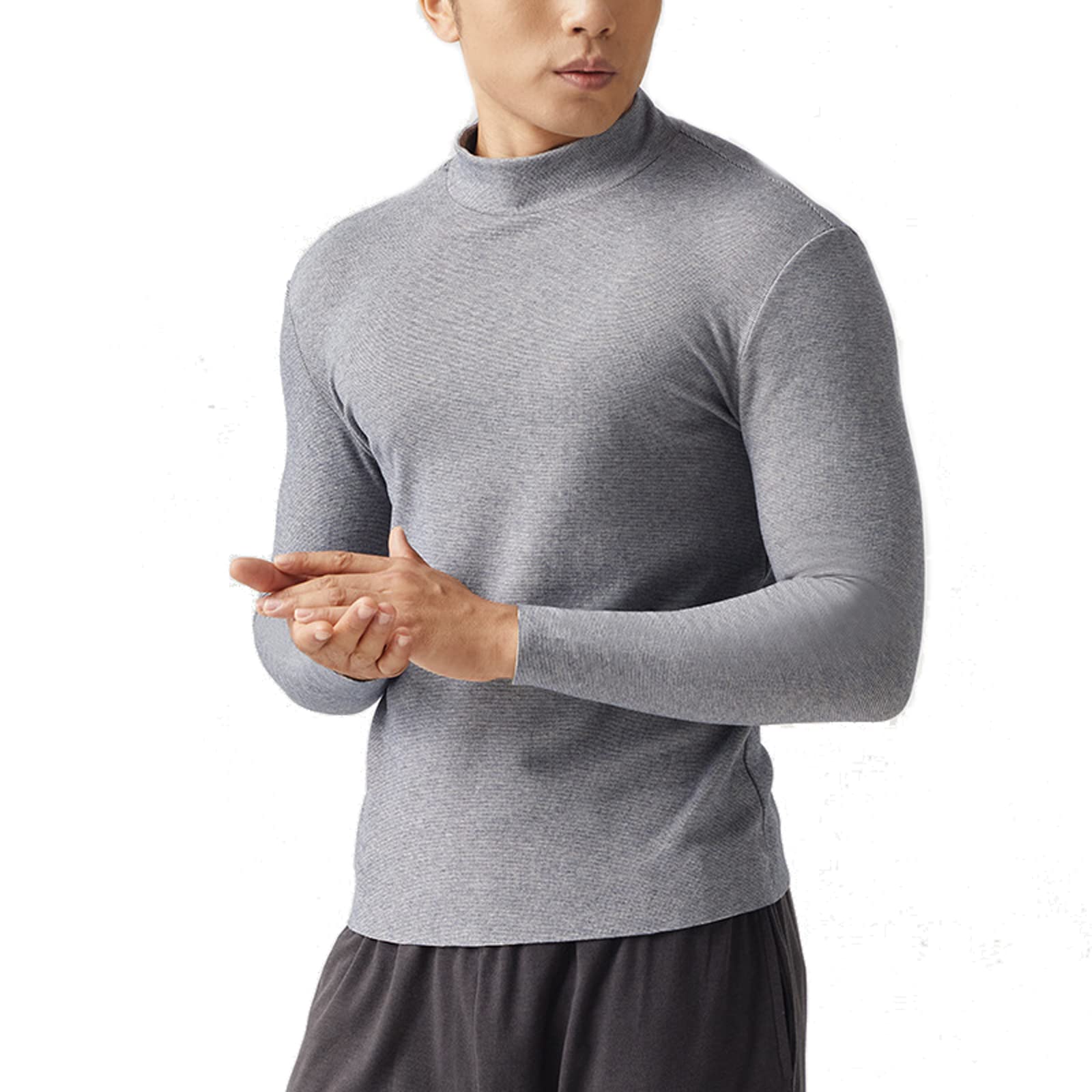 Daesar - Camiseta Termica Hombre Invierno,Ropa Térmica para Hombre Ropa Termica Hombre Manga Larga Gris