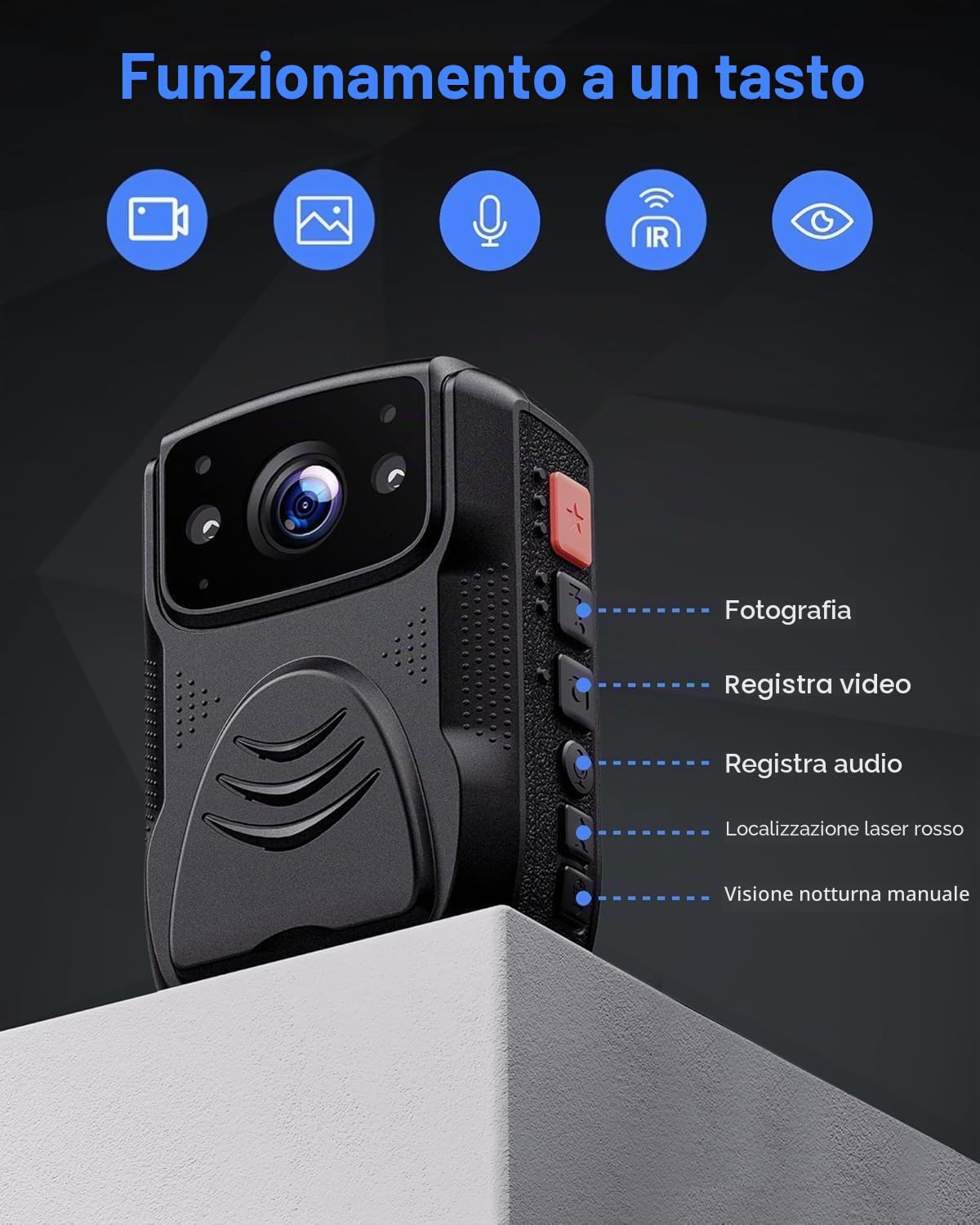Body Cam 4K 40MP fotocamera corpo con registrazione audio e video, WLAN GPS Police Body Cam per le forze dell'ordine, IP65 impermeabile per corpo della polizia visione notturna con batteria da 4000