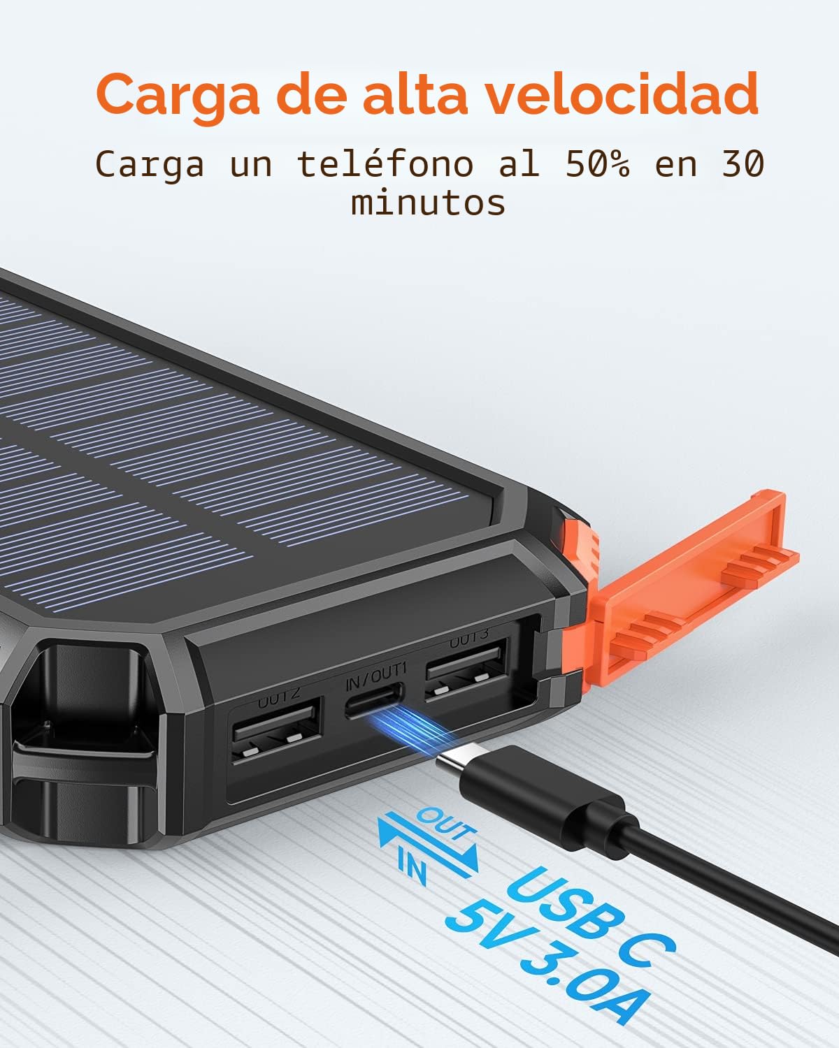 Hiluckey Cargador Solar 20000mAh Batería Externa Inalámbrica Power Bank USB C Carga Rápida Cargador Portátil Movil con 4 Salidas para Teléfono Tabletas