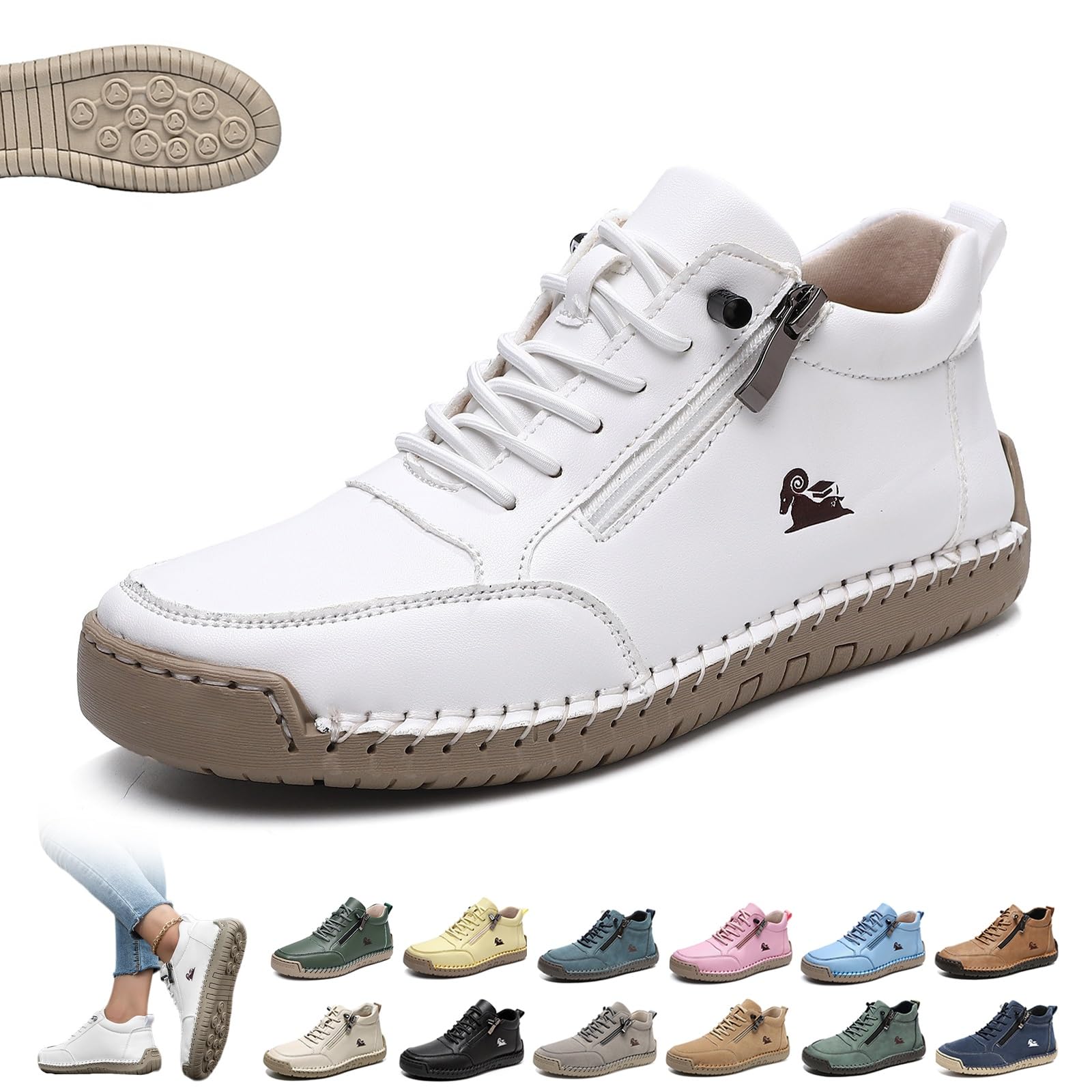 Women Men Handmade Leather Orthopedic Comfortable Walking Shoe,Vogldeck - Waterproof & Breathable Orthopedic Shoes,Outdoor Casual Beck Shoes