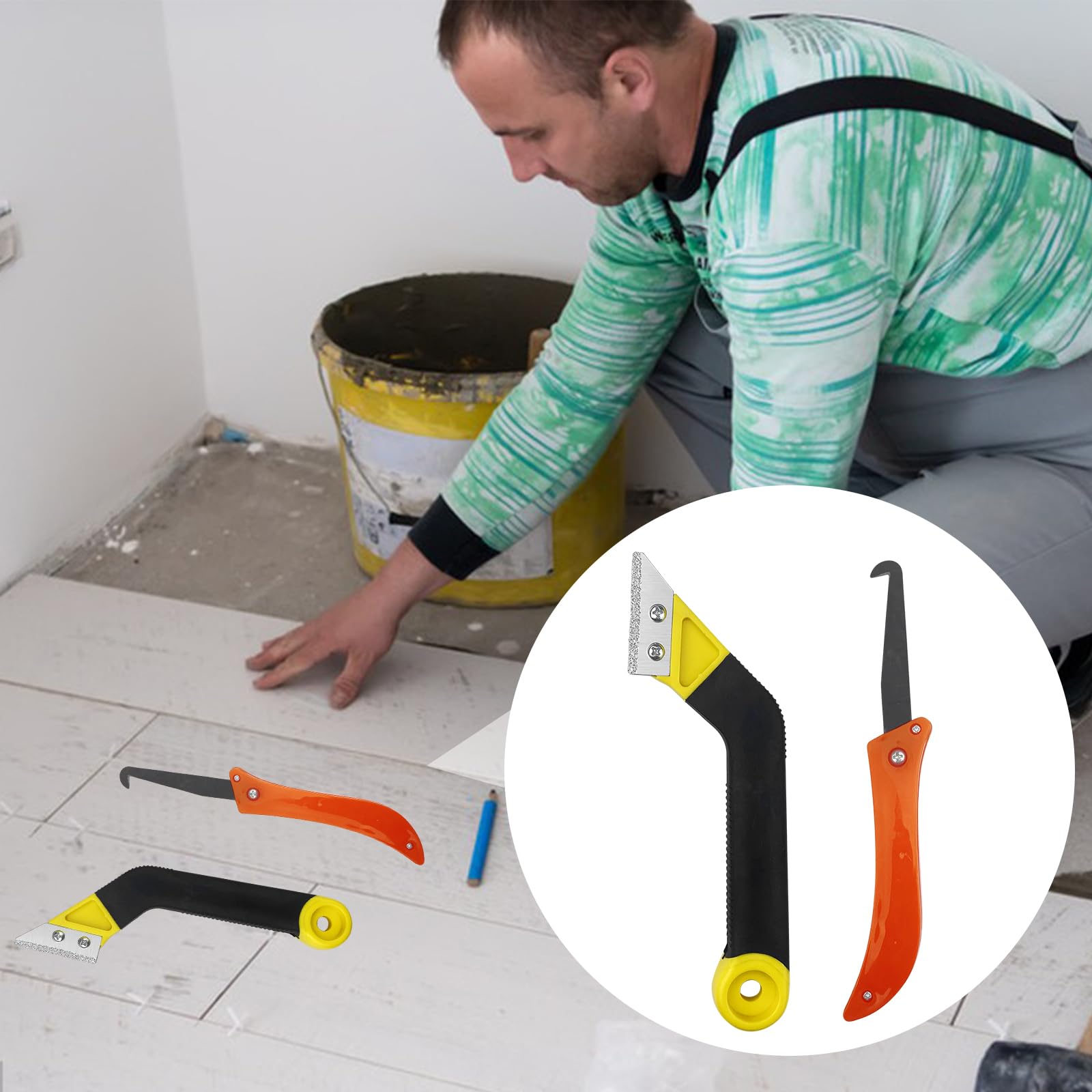 Gvolatee 2 Piezas Rascador Juntas Azulejos+7 Cuchilla de Repuesto, Limpiador de Sierra Removedor de Lechada, Rasquetas Raspador Limpieza, Herramienta de Eliminación para Baldosas de Baño de Cocina
