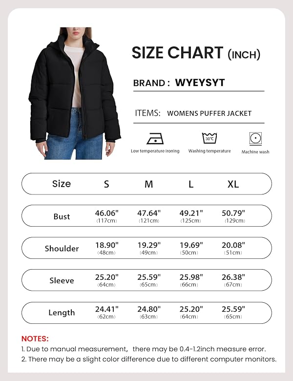 Wyeysyt Womens Cropped Puffer Jacket Warm Winter Quilted Jacket with Removable Hood Short Padded Coat(Black-L) by Wyeysyt - Image 7