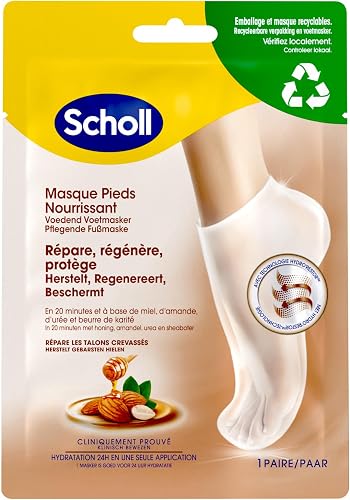 Dr. Scholl's Masque Pieds à l'Amande et au Miel pour peaux sèche 