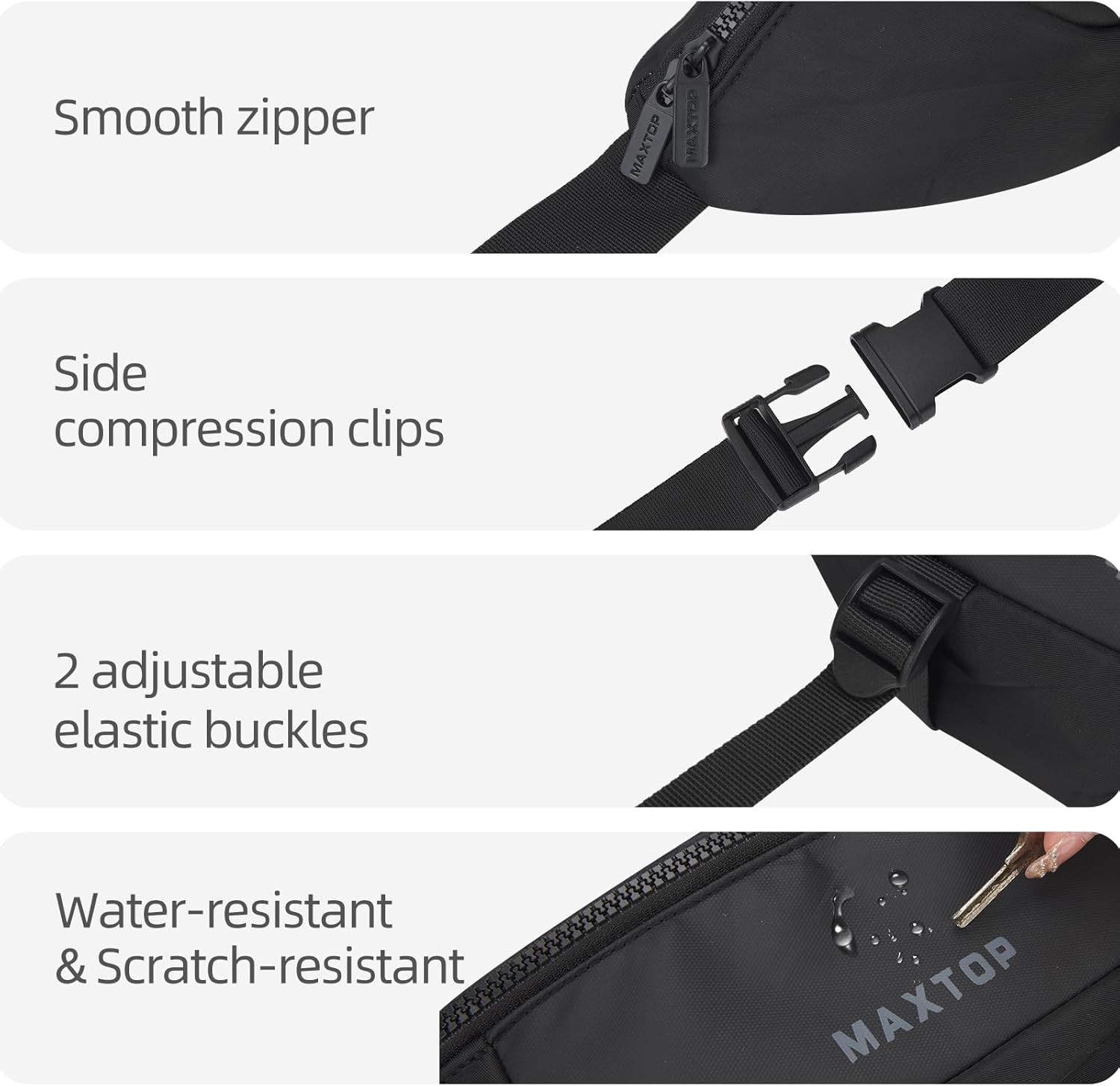 MAXTOP Large Fanny Packs for Women Men Crossbody Bag Travel Essentials with Adjustable Strap Hands-Free Waist Pack for Gym Running Hiking,Black - Image 5