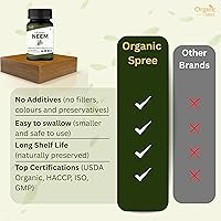 Vista 5 de Neem 120 tabletas Azadirachta Indica (Neem) Certificado orgánico USDA Piel sana y desintoxicación* Suplemento dietético - 120 pestañas