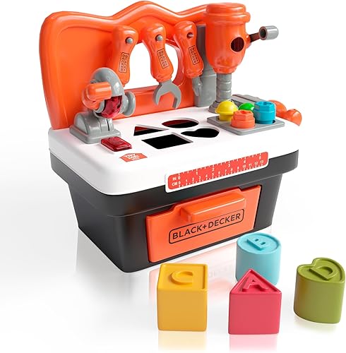 Miniatura 1 de Lollipop Black and Decker - Banco de herramientas para niños, juego completo de herramientas para niños, con taladro de juguete, llave inglesa y