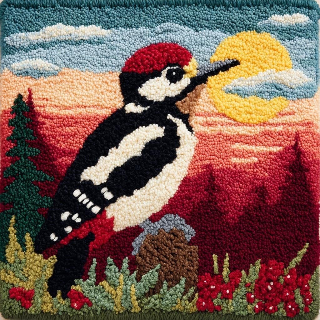 Henypt DIY Latch Hook Cushion Kits Scenery and Birds
