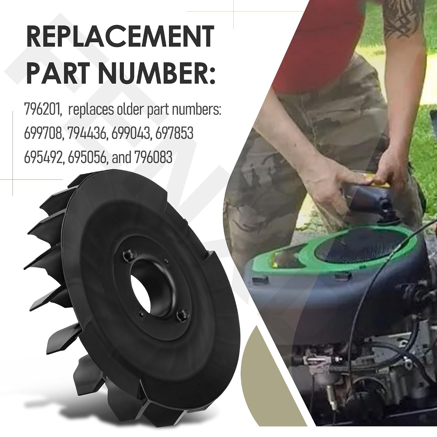 796201 Flywheel Fan 2” Lawn Mower Fan Replacement, for BS Most 319000, 31A000 Model Engines, Replaces Old 699708, 794436, 699043, 697853, 695492, 695056, 796083
