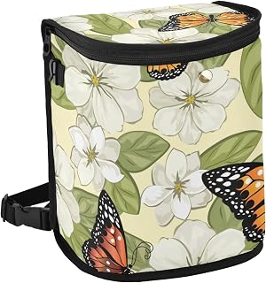 Cubo de basura para coche, con diseño de mariposa, color blanco, plegable, impermeable, para colgar