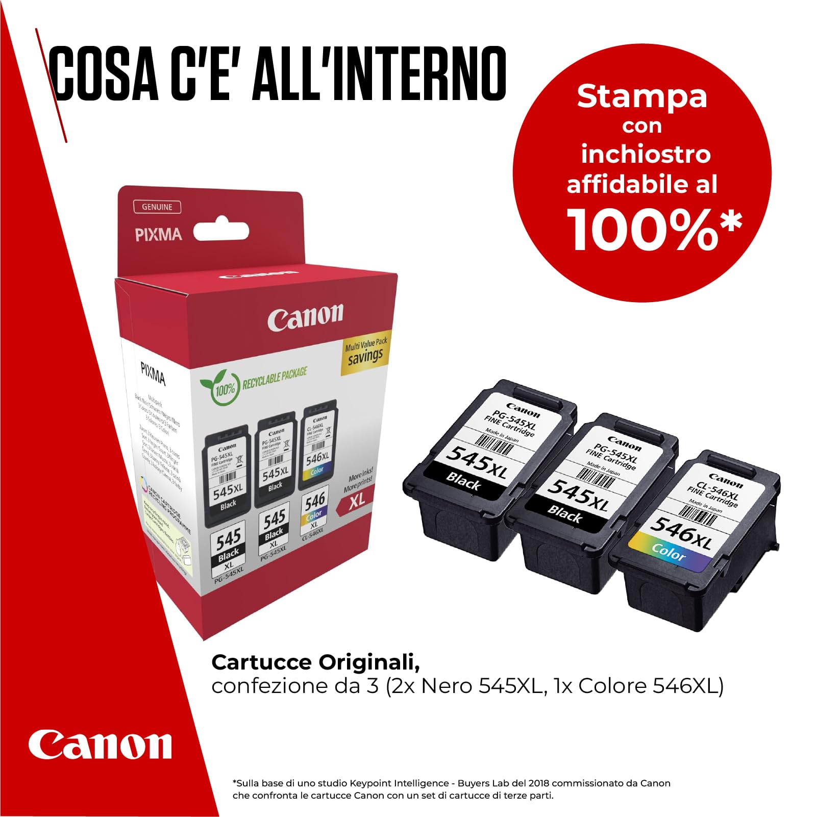 Canon Multipack Cartuccia & Carta - 2 Cartucce per Stampante Originali ad Alta Capacità PG-545XL/CL-546XL (2 x Nero, 1 x Colori)