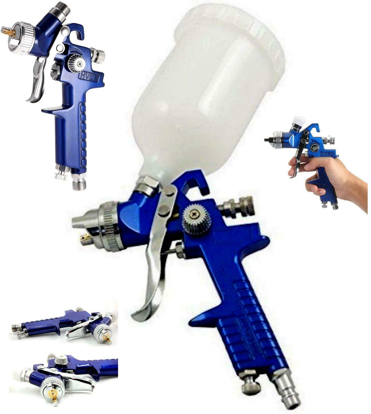 FAST WORLD SHOPPING ® Pistola Per Verniciare Aerografo A Spruzzo Ad Aria Compressa Ugello 1.4 Con Serbatoio Vernica Da 600 Ml Spray Gun Hvlp Spruzzatore Per Verniciatura