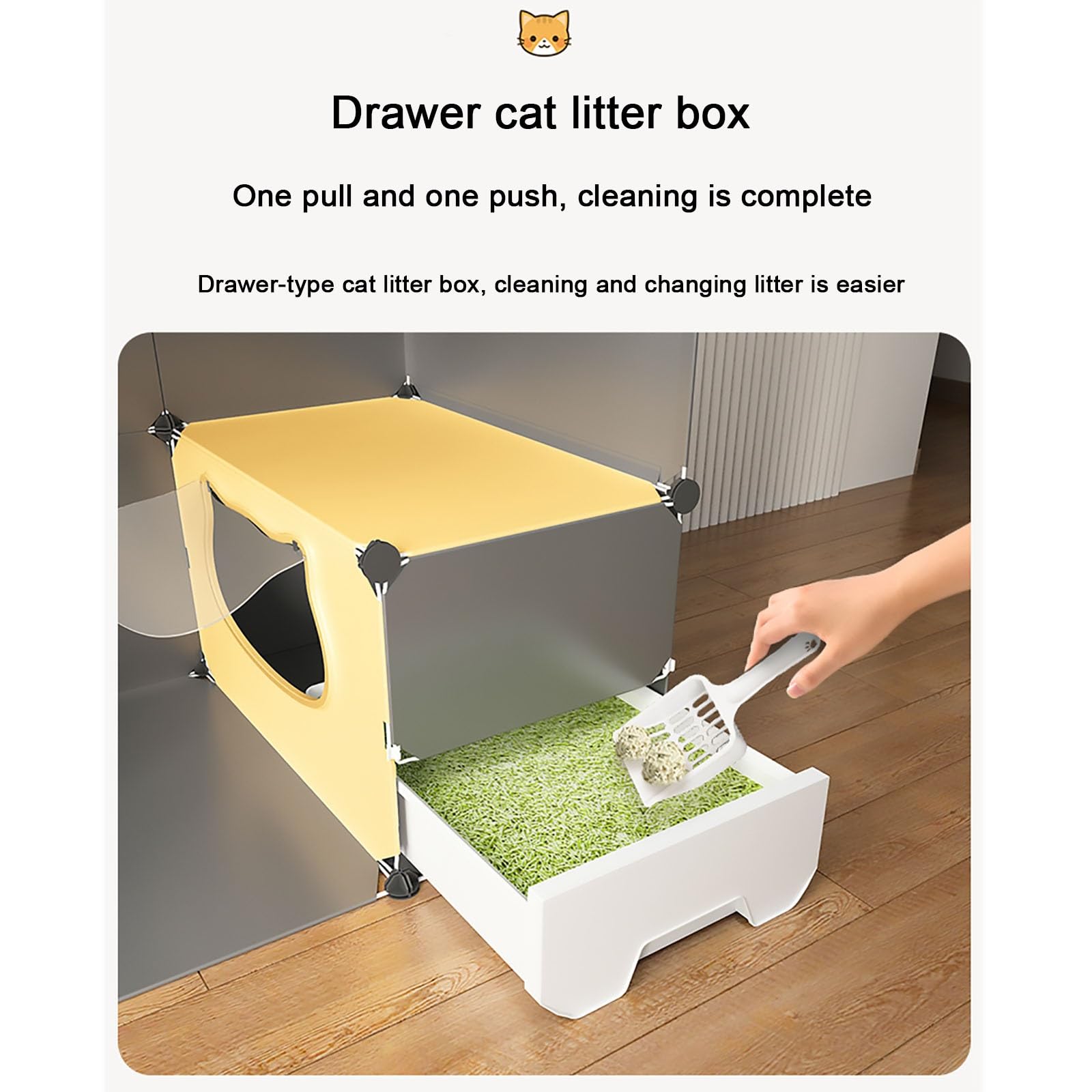 Gabbia per Gatti, Gabbia per Gatti da Interno con lettiera, Recinto in Metallo Multistrato smontabile per Piccoli Animali Domestici, Ideale per furetti, Conigli, Ricci - Design spazioso 105x