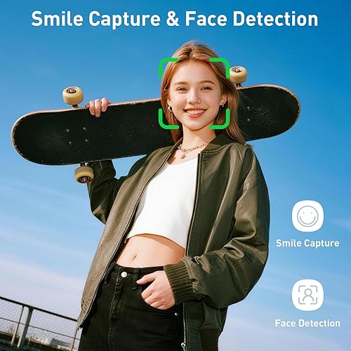 Miniatura 4 de Cámara digital, 44 MP FHD 1080P apuntar y disparar cámara digital con zoom de 16X, pequeña cámara compacta con detección facial, tarjeta SD de 32