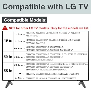 Stand for LG TV Legs Replacement, TV Stand Legs for 49 50 55 Inch LG TV Stand - 49UJ6350 49UK6200 50UK6090 50UK6500 55UK6300 55UK6200 55UK6500 55UK6090 55UJ6300 MAM643660 MEZ64114730 with Screws