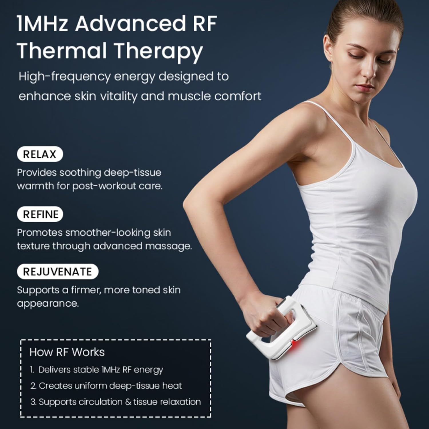 Hyper Blade Massager 6-in-1 RF Electric Gua Sha Massager Heated Vibration EMS Fascia Scraper with Charging Base 5-Level Adjustable Temperature Cordless Daily Body Care (Black)
