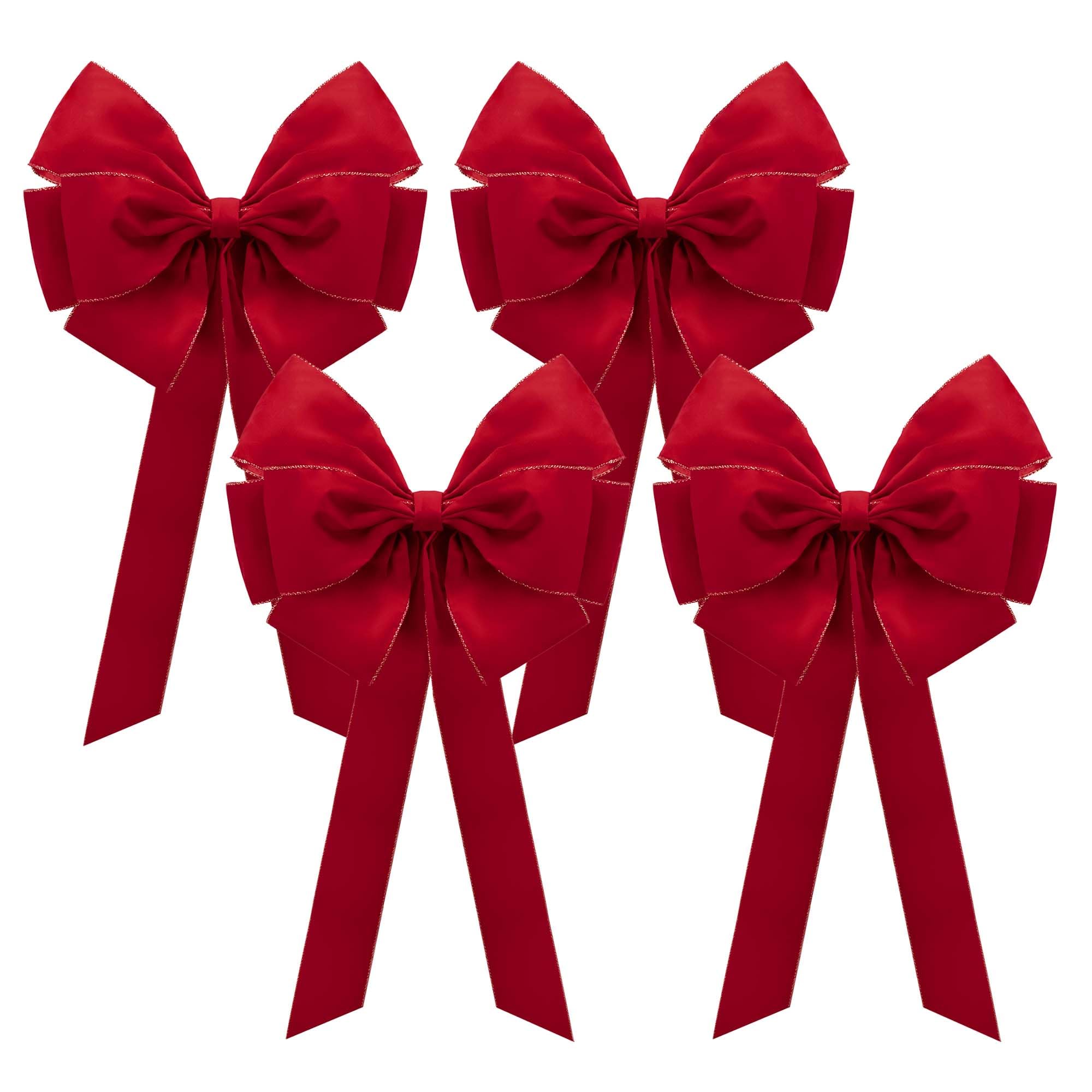 Amazon.com: Iceyyyy 4 Pcs Large Christmas Bow,35.4" x 17.1" Red Velvet ...