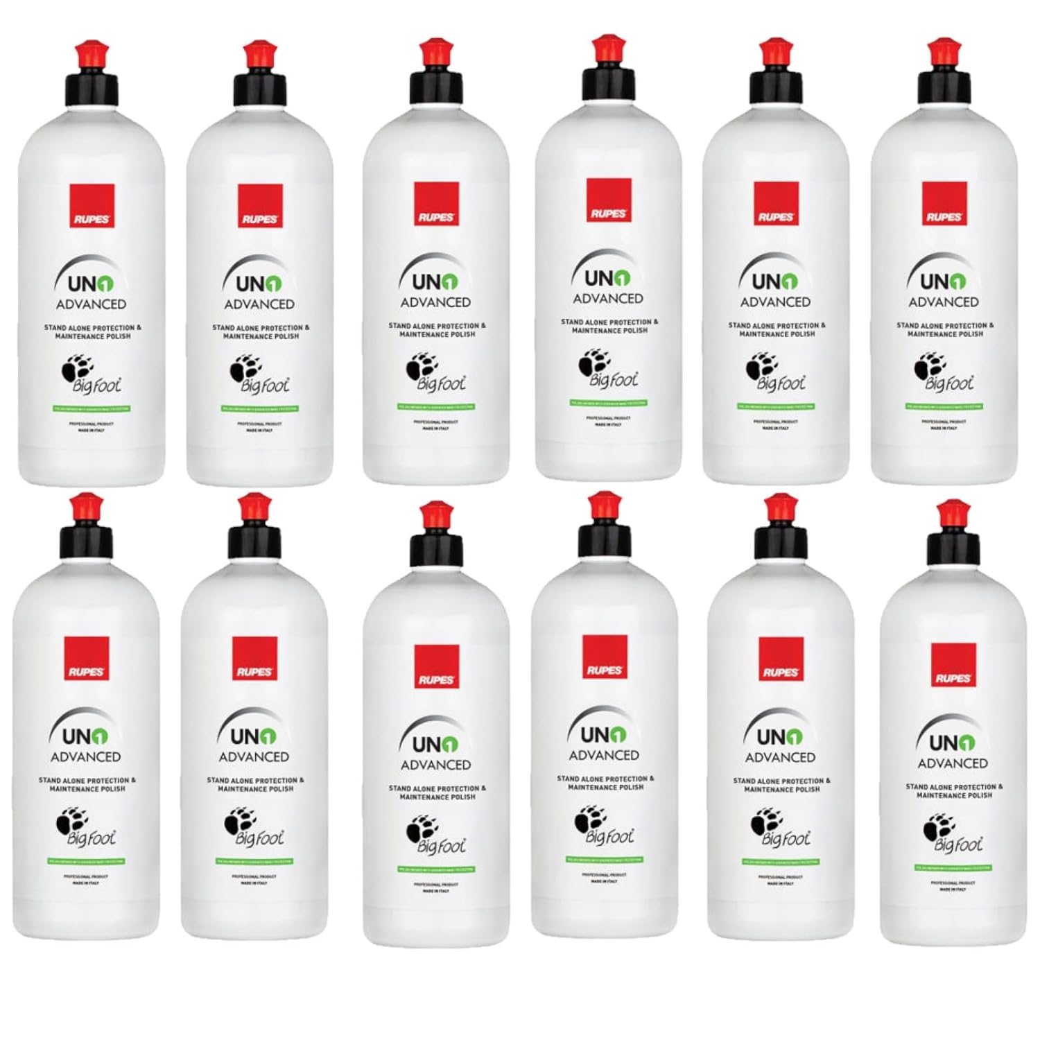 Rupes UNO Advanced Series Six Count 1 Liter Bottles of Stand Alone Protection & Maintenance Polish - Durable Protection in One Finishing Polish, Easy Clean Up & Gloss Enhancement