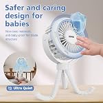 SOPOKE Mini Portable Baby Stroller Fan,3 Speed Personal Handheld Fan,Battery Operated Rechargeable 360° Flexible Tripod Cooling Fan, Suitable for Car Seat Crib Treadmill Golf Cart Travel(Black)