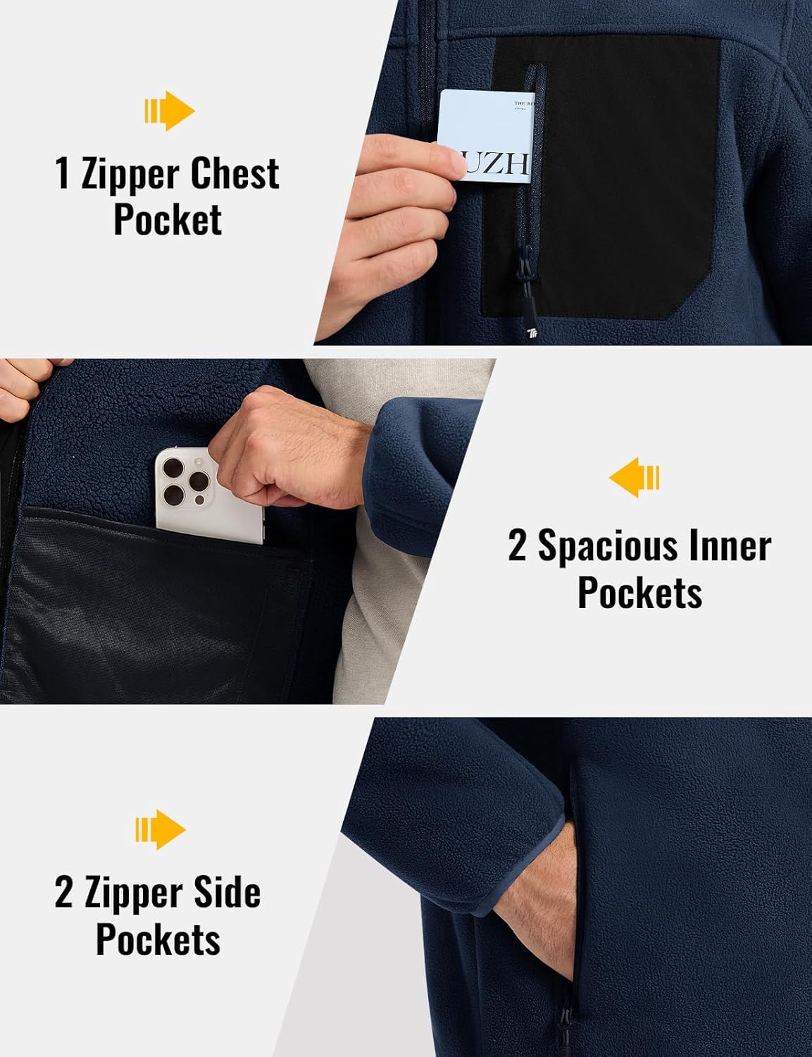 Rdruko Men's Fleece Jacket Full Zip Sherpa Lined Thick Warm Winter Outdoor Hiking Jacket - Image 5