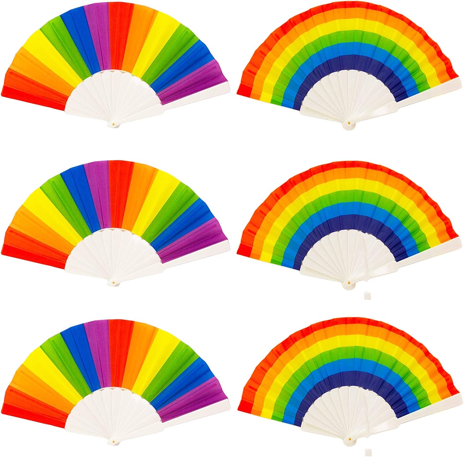 Evealyn Rainbow Folding Handheld Fan 9in 6 Pcs, Plastic Colorful Folding Fan for Pride Parade Rainbow Party Decoration,Festival Events Dance Supplies for Men Women