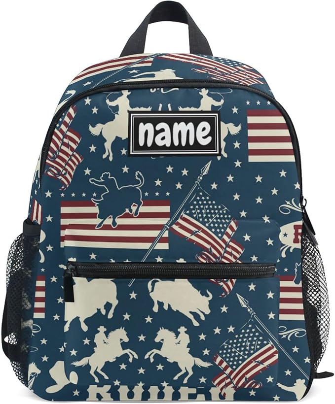 Amazon.com | Glaphy Custom Kid's Name Backpack, Cowboys Riding Bulls ...
