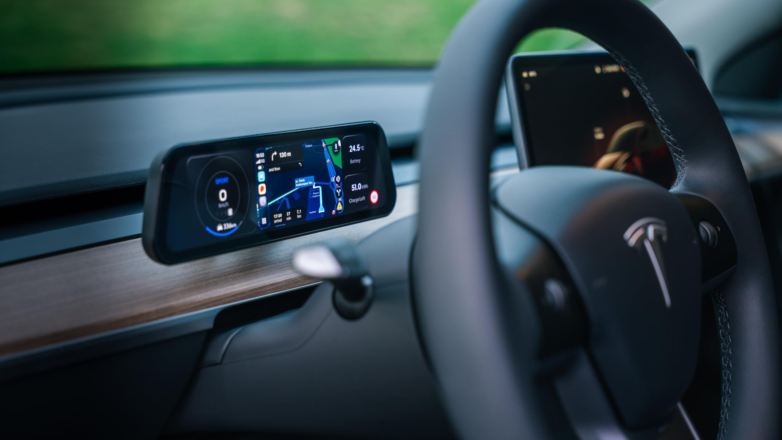 S3XY Dash dla Tesli - 9,6" ekran QLED, powłoka antyrefleksyjna (wyświetlacz głowicy, CarPlay, Android Auto) (Samodzielny (bez sterownika), wszystkie modele)