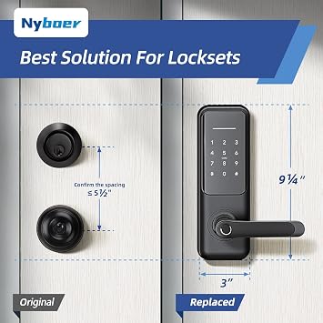 Nyboer WiFi Smart Door Lock, Keyless Entry with Fingerprint, Keypad, Stainless Steel, Alloy Steel